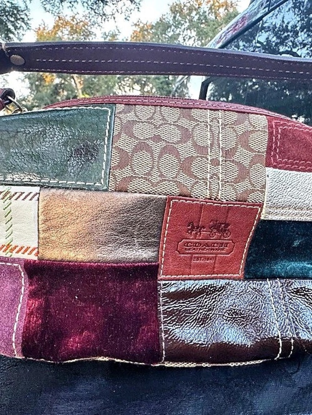 Coach Holiday Patchwork Demi Hobo Multicolor Shoulder Bag - Picture 4 of 16